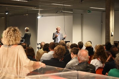 Inauguration, André Bideau. Le Territoire comme Palimpseste. L'héritage d'André Corboz. 2023. Photo © Solène Hoffmann