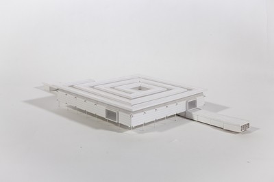 Le Corbusier, Musée à croissance illimitée, unbuilt project, 1939. Model by Baptiste Bourget and Simon Jeckelmann, Studio Lapierre, EPFL. Photo by Tanguy Auffret-Postel